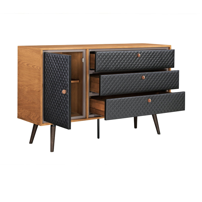 Coco Rustic Oak Wood and Faux Leather Dresser - Furniture City (CA)l