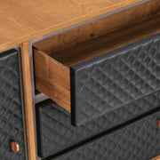 Coco Rustic Oak Wood and Faux Leather Dresser - Furniture City (CA)l