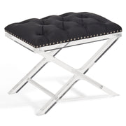 Cody Modern and Contemporary Tufted Ottoman in Black Velvet with Acrylic Legs - Furniture City (CA)l