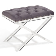 Cody Modern and Contemporary Tufted Ottoman in Gray Velvet with Acrylic Legs - Furniture City (CA)l