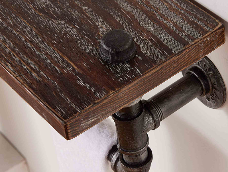 20" Conrad Industrial Pine Wood Floating Wall Shelf in Gray and Walnut Finish - Furniture City (CA)l