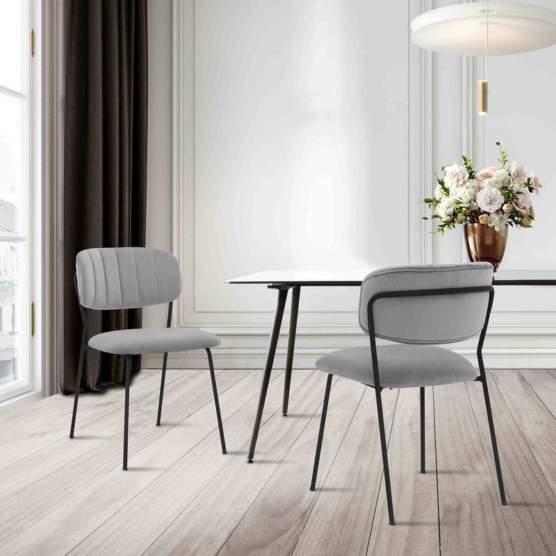 Carlo Gray Velvet and Metal Dining Room Chairs - Set of 2 - Furniture City (CA)l