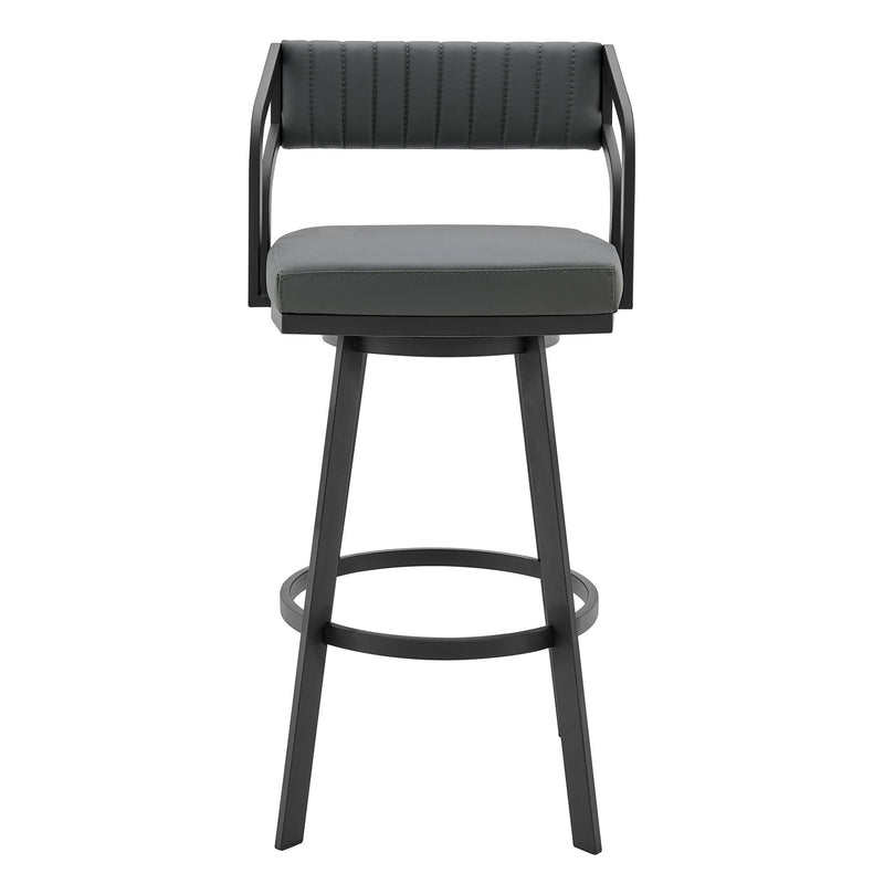 Capri 26" Swivel Modern Black Metal and Slate Gray Faux Leather Bar and Counter Stool - Furniture City (CA)l