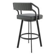Capri 26" Swivel Modern Black Metal and Slate Gray Faux Leather Bar and Counter Stool - Furniture City (CA)l