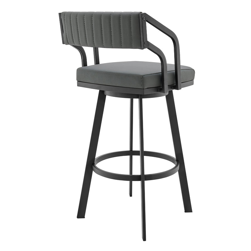 Capri 26" Swivel Modern Black Metal and Slate Gray Faux Leather Bar and Counter Stool - Furniture City (CA)l
