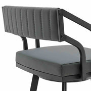Capri 26" Swivel Modern Black Metal and Slate Gray Faux Leather Bar and Counter Stool - Furniture City (CA)l