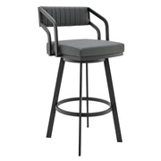 Capri Swivel Modern Black Metal and Slate Gray Faux Leather Bar and Counter Stool - Furniture City (CA)l