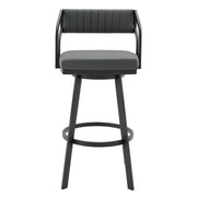 Capri Swivel Modern Black Metal and Slate Gray Faux Leather Bar and Counter Stool - Furniture City (CA)l