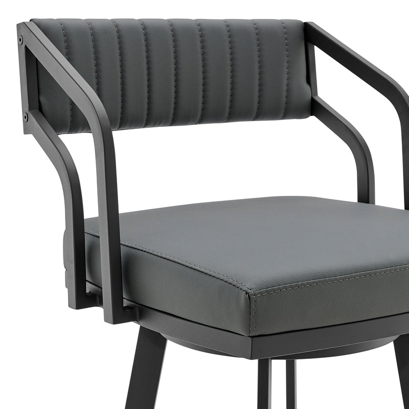 Capri Swivel Modern Black Metal and Slate Gray Faux Leather Bar and Counter Stool - Furniture City (CA)l