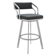 Capri 26" Swivel Modern Metal and Slate Gray Faux Leather Bar and Counter Stool - Furniture City (CA)l