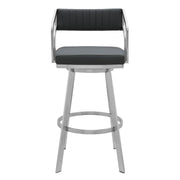 Capri 26" Swivel Modern Metal and Slate Gray Faux Leather Bar and Counter Stool - Furniture City (CA)l