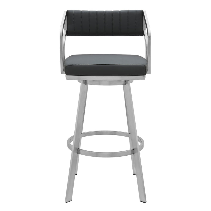 Capri 26" Swivel Modern Metal and Slate Gray Faux Leather Bar and Counter Stool - Furniture City (CA)l