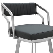 Capri 26" Swivel Modern Metal and Slate Gray Faux Leather Bar and Counter Stool - Furniture City (CA)l