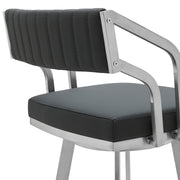 Capri 26" Swivel Modern Metal and Slate Gray Faux Leather Bar and Counter Stool - Furniture City (CA)l