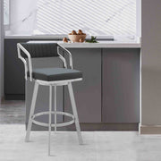 Capri 26" Swivel Modern Metal and Slate Gray Faux Leather Bar and Counter Stool - Furniture City (CA)l