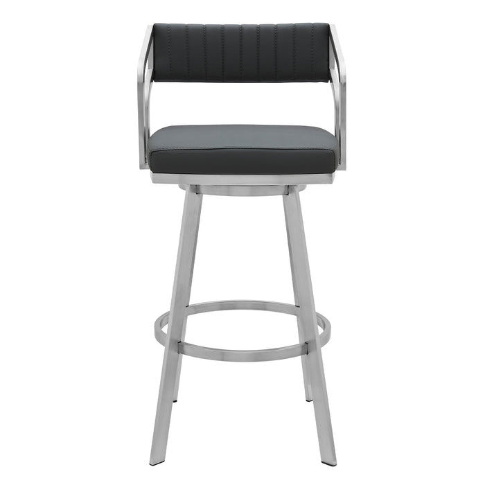 Capri 30" Swivel Modern Metal and Slate Gray Faux Leather Bar and Counter Stool