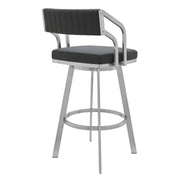Capri 30" Swivel Modern Metal and Slate Gray Faux Leather Bar and Counter Stool - Furniture City (CA)l