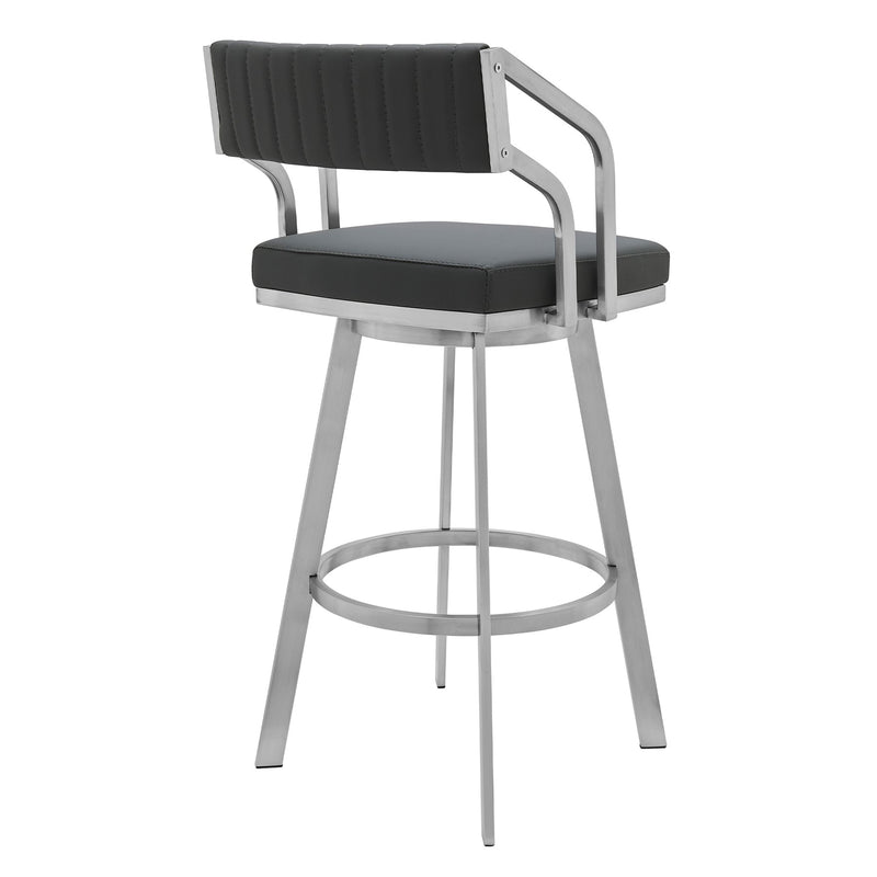 Capri 30" Swivel Modern Metal and Slate Gray Faux Leather Bar and Counter Stool - Furniture City (CA)l