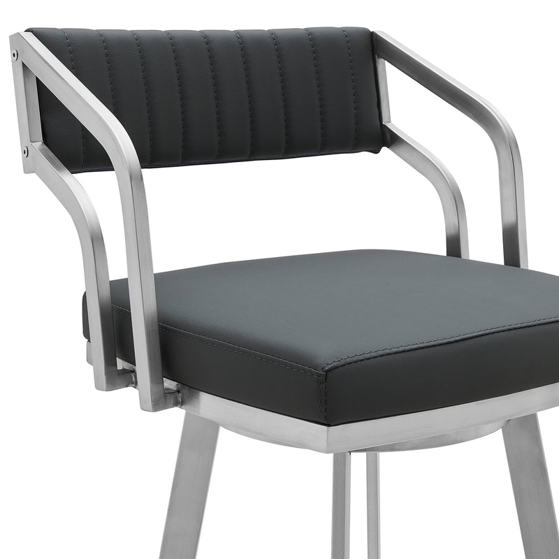 Capri 30" Swivel Modern Metal and Slate Gray Faux Leather Bar and Counter Stool - Furniture City (CA)l