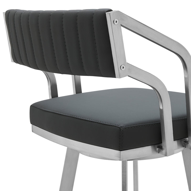 Capri 30" Swivel Modern Metal and Slate Gray Faux Leather Bar and Counter Stool - Furniture City (CA)l