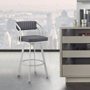 Capri 26" Swivel Slate Gray Faux Leather and Silver Metal Bar Stool - Furniture City (CA)l