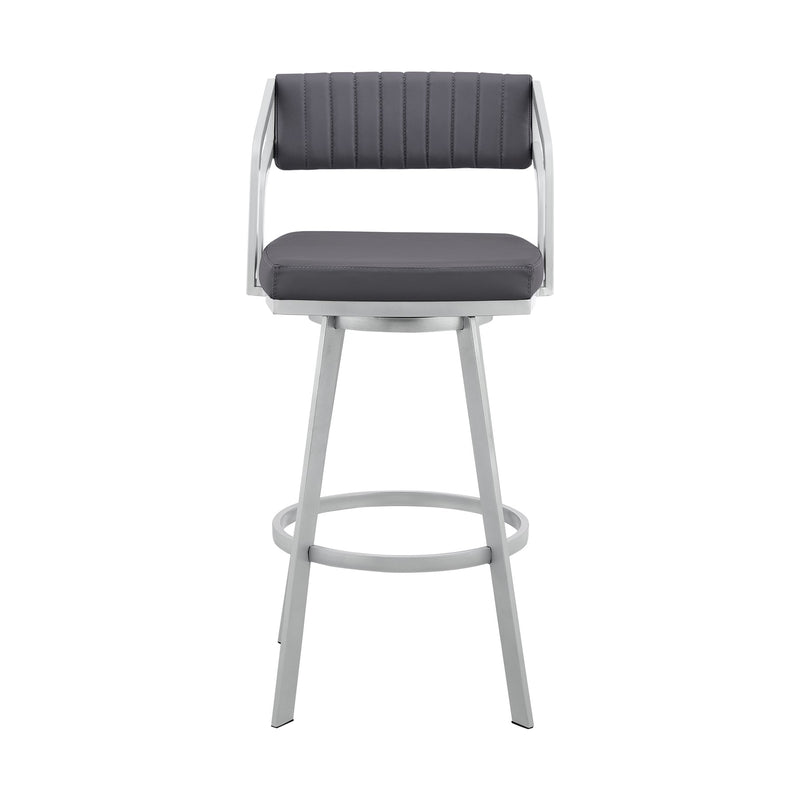 Capri 26" Swivel Slate Gray Faux Leather and Silver Metal Bar Stool - Furniture City (CA)l