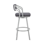 Capri 26" Swivel Slate Gray Faux Leather and Silver Metal Bar Stool - Furniture City (CA)l