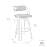 Capri 30" Swivel Slate Gray Faux Leather and Silver Metal Bar Stool - Furniture City (CA)l