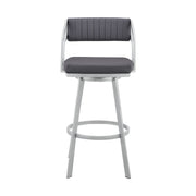 Capri 30" Swivel Slate Gray Faux Leather and Silver Metal Bar Stool - Furniture City (CA)l