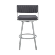 Capri 30" Swivel Slate Gray Faux Leather and Silver Metal Bar Stool - Furniture City (CA)l