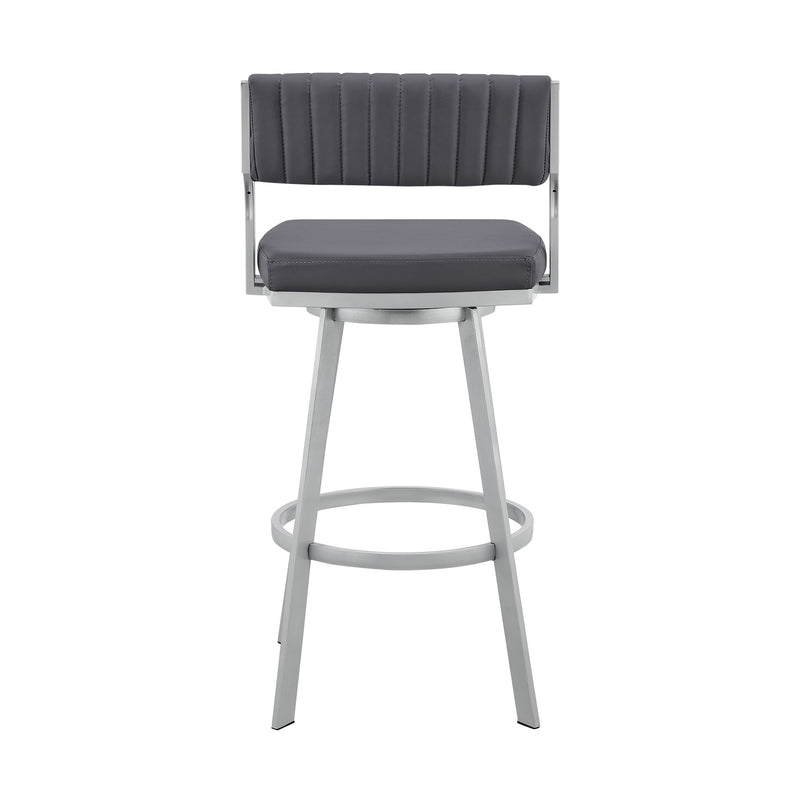 Capri 30" Swivel Slate Gray Faux Leather and Silver Metal Bar Stool - Furniture City (CA)l
