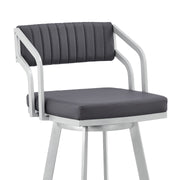 Capri 30" Swivel Slate Gray Faux Leather and Silver Metal Bar Stool - Furniture City (CA)l