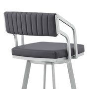 Capri 30" Swivel Slate Gray Faux Leather and Silver Metal Bar Stool - Furniture City (CA)l