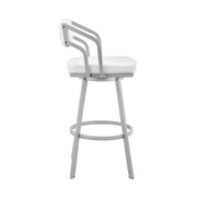 Capri 26" Swivel White Faux Leather and Silver Metal Bar Stool - Furniture City (CA)l
