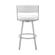 Capri 26" Swivel White Faux Leather and Silver Metal Bar Stool - Furniture City (CA)l