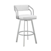Capri 30" Swivel White Faux Leather and Silver Metal Bar Stool - Furniture City (CA)l