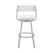Capri 30" Swivel White Faux Leather and Silver Metal Bar Stool - Furniture City (CA)l