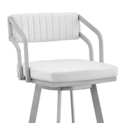 Capri 30" Swivel White Faux Leather and Silver Metal Bar Stool - Furniture City (CA)l