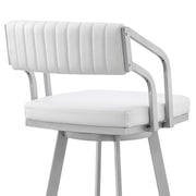 Capri 30" Swivel White Faux Leather and Silver Metal Bar Stool - Furniture City (CA)l