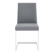 Copen Contemporary Dining Chair in Brushed Stainless Steel and Gray Faux Leather - Set of 2 - Furniture City (CA)l