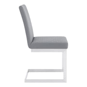 Copen Contemporary Dining Chair in Brushed Stainless Steel and Gray Faux Leather - Set of 2 - Furniture City (CA)l
