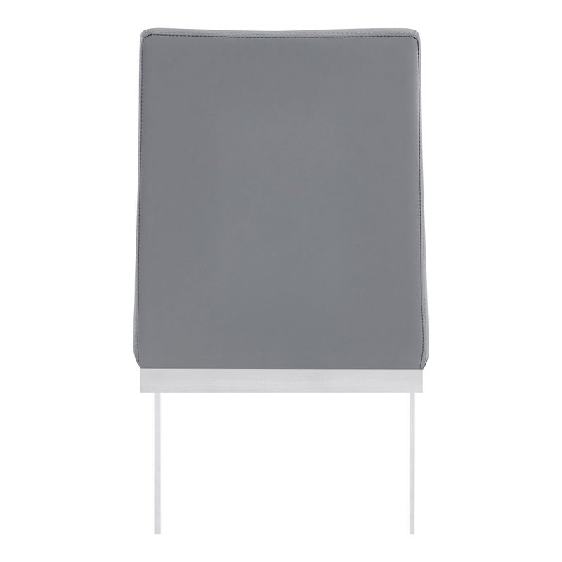 Copen Contemporary Dining Chair in Brushed Stainless Steel and Gray Faux Leather - Set of 2 - Furniture City (CA)l