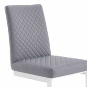 Copen Contemporary Dining Chair in Brushed Stainless Steel and Gray Faux Leather - Set of 2 - Furniture City (CA)l