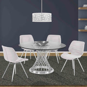 Calypso Contemporary Dining Table in Brushed Stainless Steel with Clear Tempered Glass Top - Furniture City (CA)l