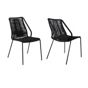 Clip Indoor Outdoor Stackable Steel Dining Chair with Black Rope - Set of 2 - Furniture City (CA)l
