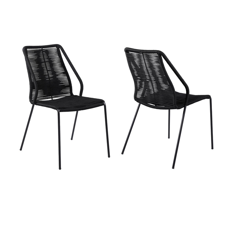 Clip Indoor Outdoor Stackable Steel Dining Chair with Black Rope - Set of 2 - Furniture City (CA)l