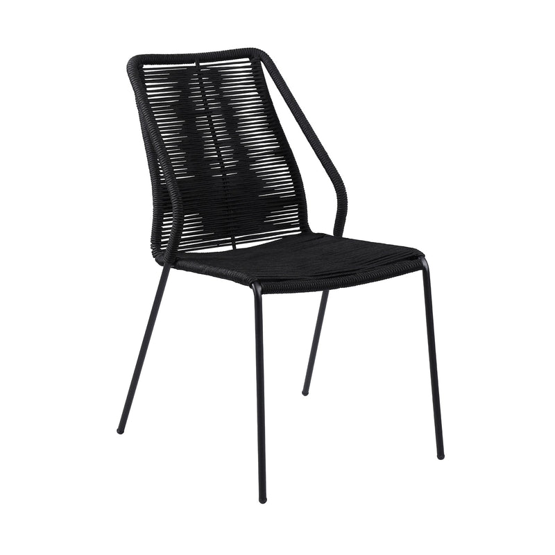 Clip Indoor Outdoor Stackable Steel Dining Chair with Black Rope - Set of 2 - Furniture City (CA)l
