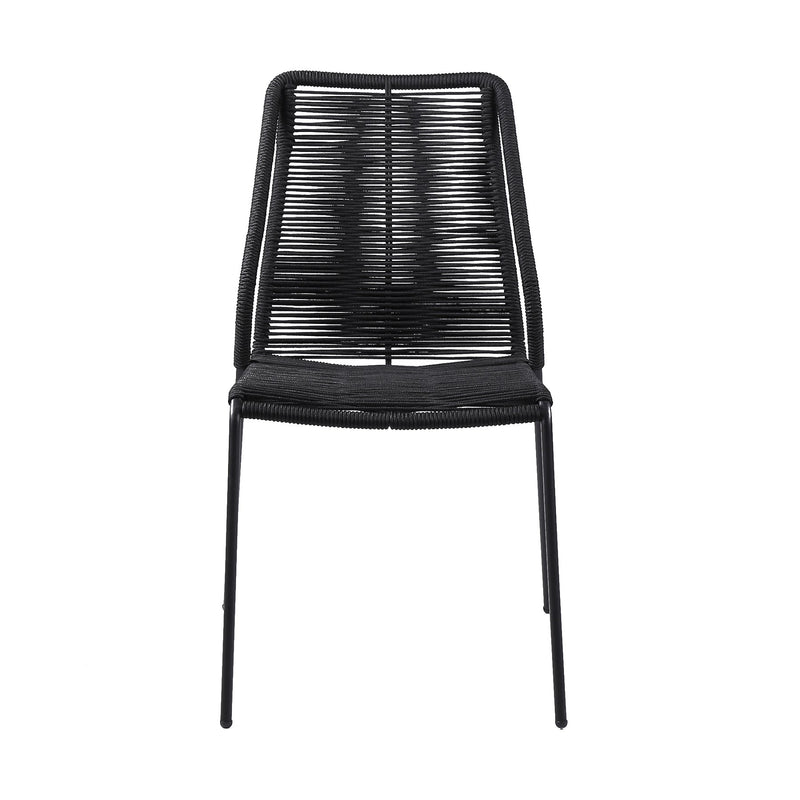Clip Indoor Outdoor Stackable Steel Dining Chair with Black Rope - Set of 2 - Furniture City (CA)l