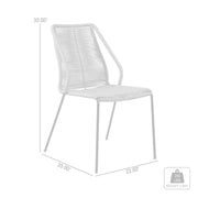 Clip Indoor Outdoor Stackable Steel Dining Chair with Black Rope - Set of 2 - Furniture City (CA)l
