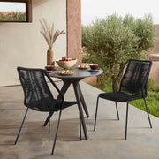 Clip Indoor Outdoor Stackable Steel Dining Chair with Black Rope - Set of 2 - Furniture City (CA)l